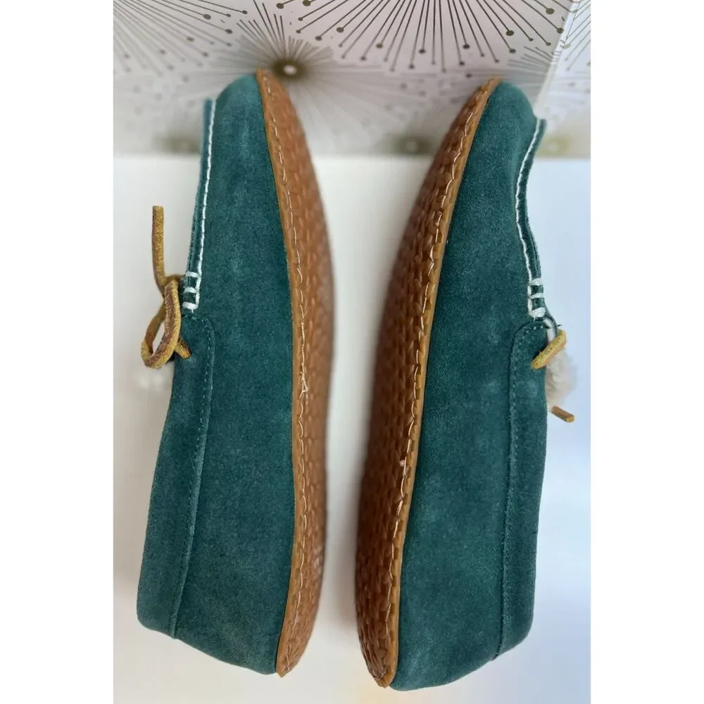Lands' End green suede moccasins. Size 9 men's.